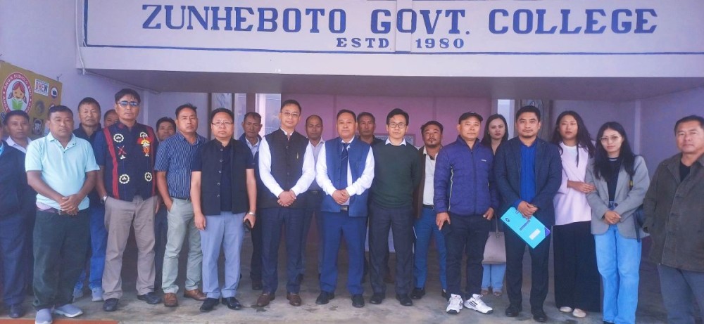 S. Toiho Yeptho, Deputy Speaker of the Nagaland Legislative Assembly (NLA) and Chairman of the DPDB Zunheboto with others at Zunheboto Government College on May 15 (Morung Photo)